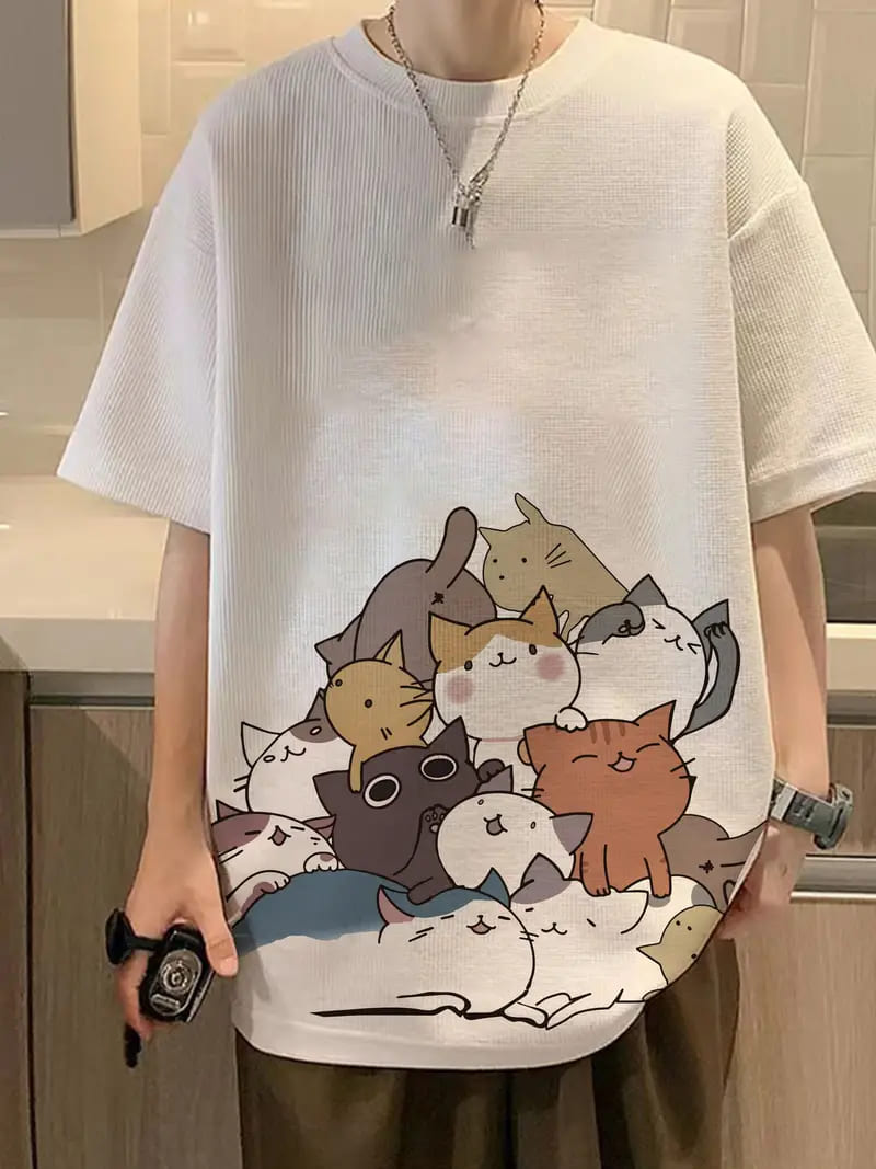 Cat Graphic Casual Sports T-Shirt