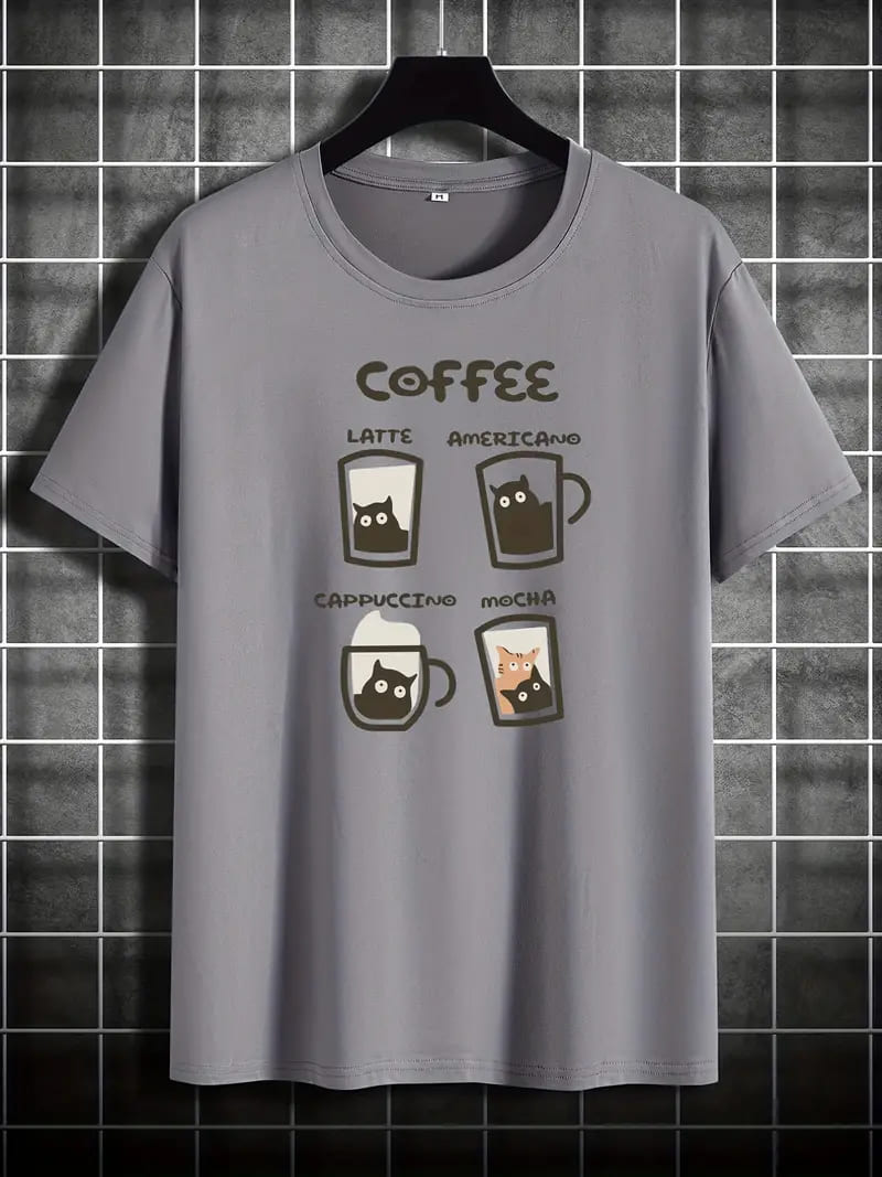 Men's Casual Kitty Coffee T-Shirt